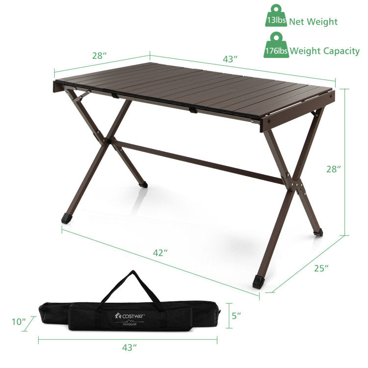 4-6 Person Portable Aluminum Camping Table with Carrying Bag