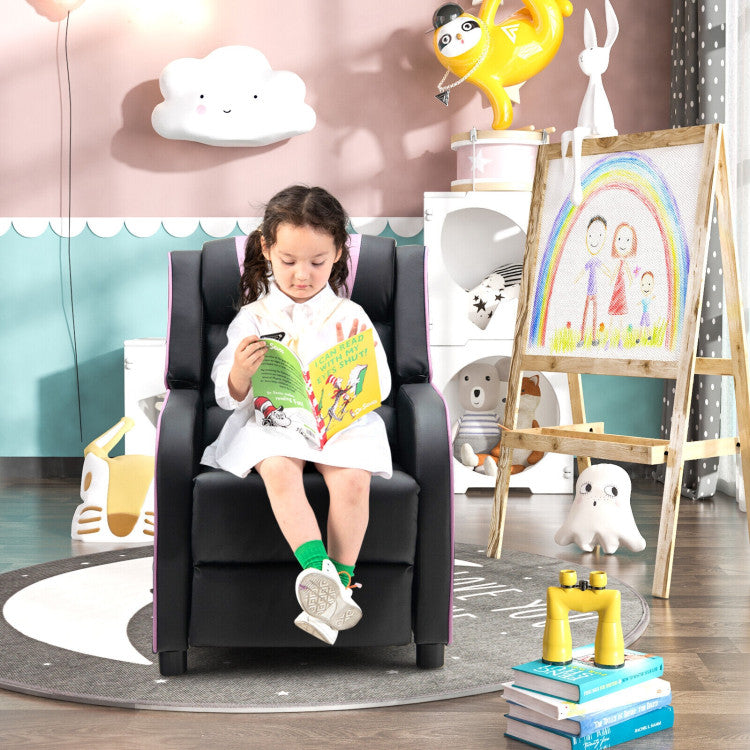 Kids Recliner Chair with Side Pockets and Footrest