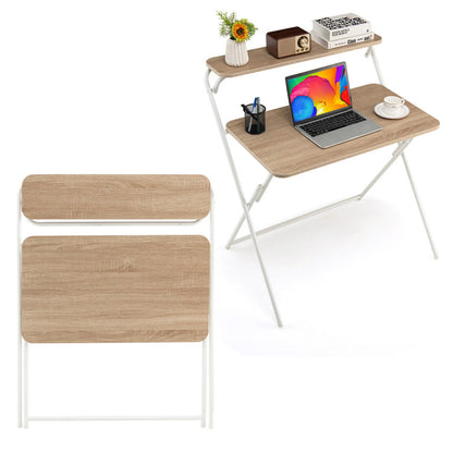 2-Tier Folding Computer Desk for Home or Office