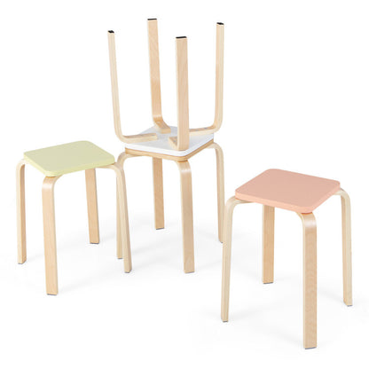 Set of 4 Stackable Stools with a Square Top and Rounded Corners