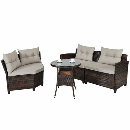 4 Piece Outdoor Cushioned Rattan Furniture Set