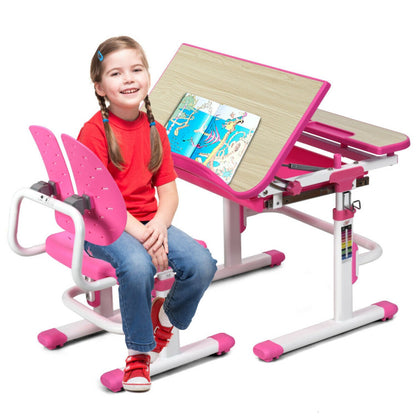 Height-Adjustable Kids Study Desk and Chair Set