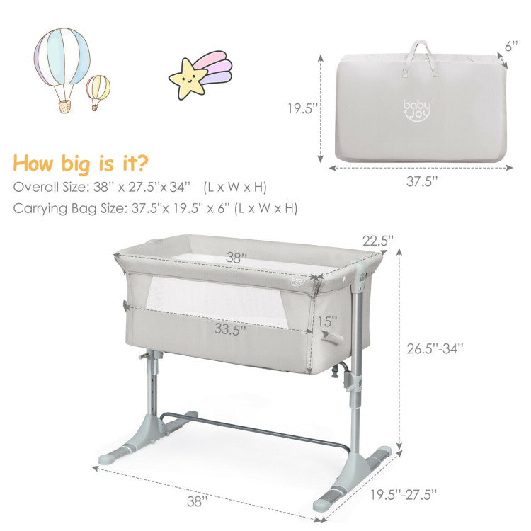 Travel Portable Baby Bed Side Sleeper  Bassinet Crib with Carrying Bag