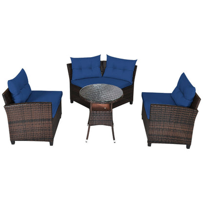 4 Piece Outdoor Cushioned Rattan Furniture Set