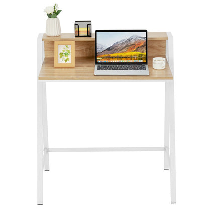 2 Tier Small Computer Desk with Sturdy Frame for Small Place