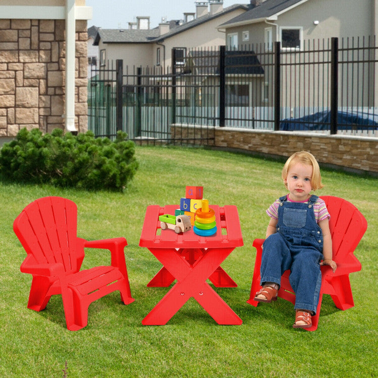 3-Piece Plastic Children's Play Table Chair Set