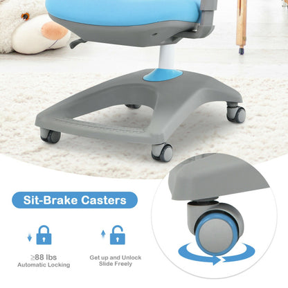 Kids Adjustable Height and Depth Desk Chair with Sit-Brake Casters