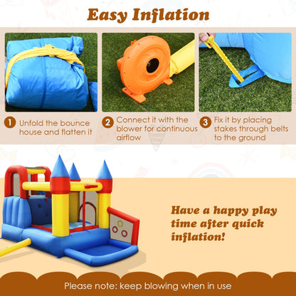 Inflatable Bounce House with Basketball Rim and 780W Blower