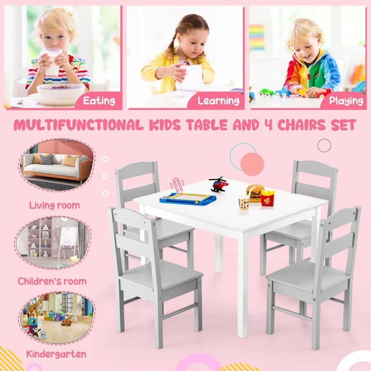 Kids 5-Piece Wooden Table and Chair Set