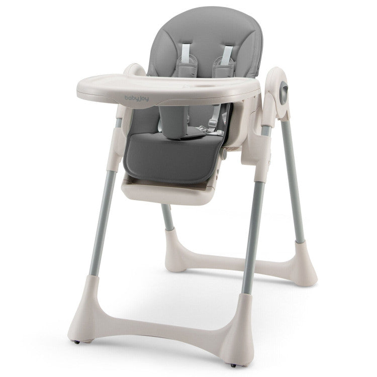 Baby Folding High Chair with Adjustable Height and Footrest