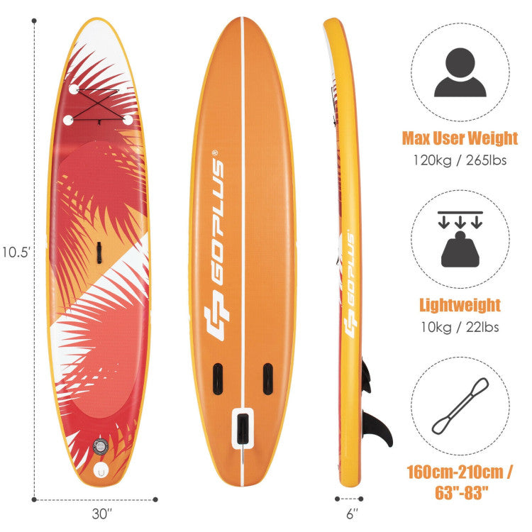 10.5ft Inflatable Stand-up Board With Aluminum Paddle Pump