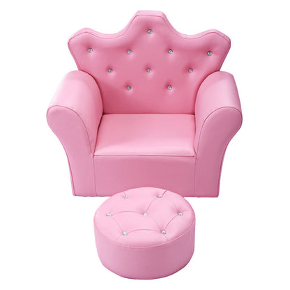 Children's Upholstered Princess Sofa with Ottoman