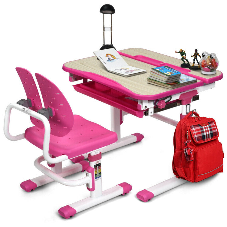 Height-Adjustable Kids Study Desk and Chair Set