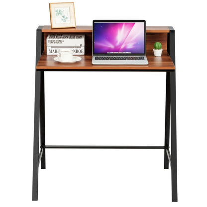 2 Tier Small Computer Desk with Sturdy Frame for Small Place