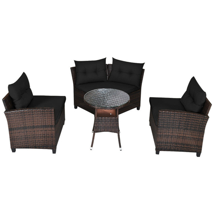 4 Piece Outdoor Cushioned Rattan Furniture Set