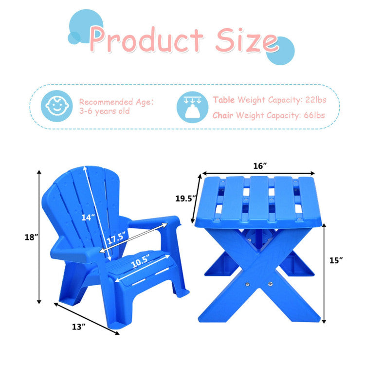 3-Piece Plastic Children's Play Table Chair Set