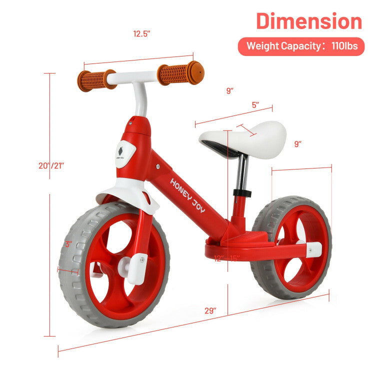 Kids' Balance Training Bicycle with Adjustable Handlebar and Seat