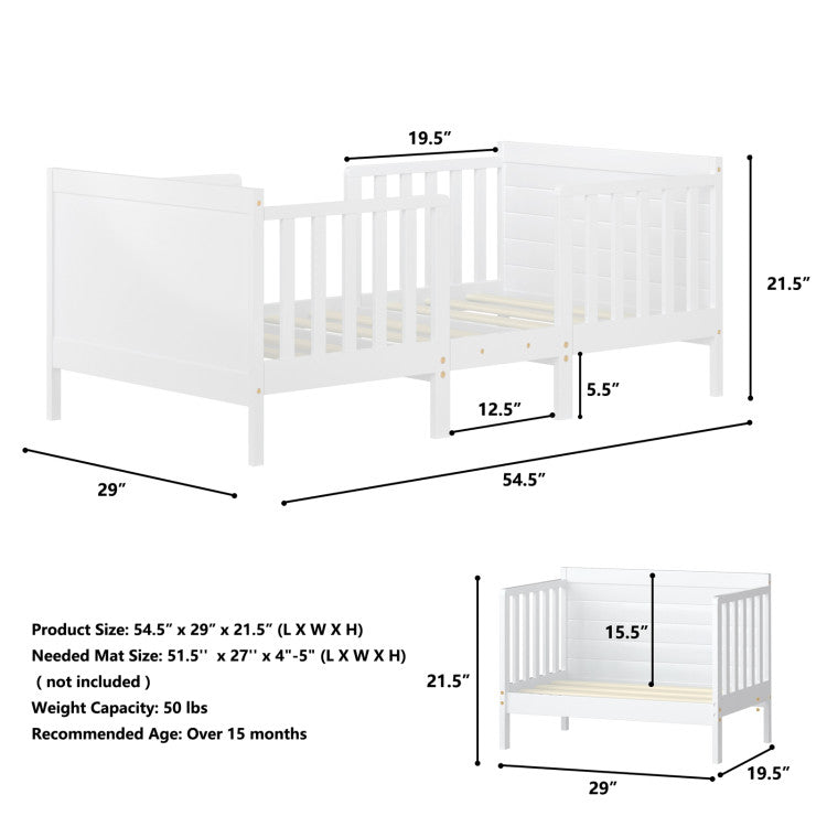 2-in-1 Convertible Toddler Bed with Four Guardrails