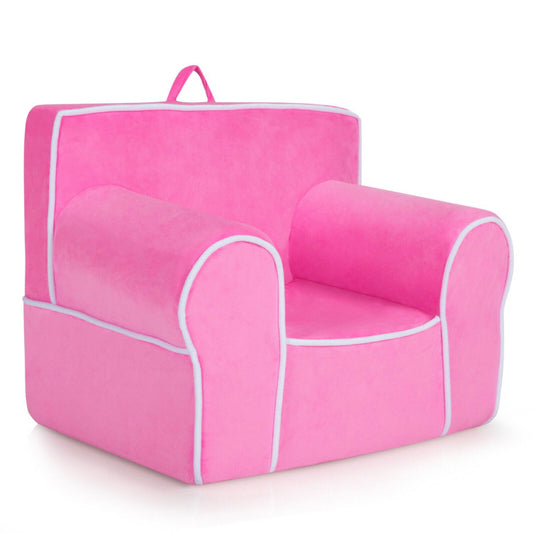 Upholstered Kids Sofa with Velvet Fabric and High-Quality Sponge