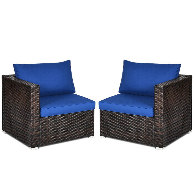 2 Piece Patio Rattan Sectional Conversation Sofa Set