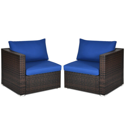 2 Piece Patio Rattan Sectional Conversation Sofa Set