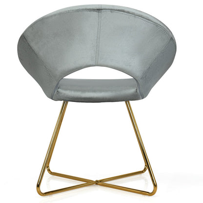 Modern Accent Velvet Dining Arm Chair with Golden Metal Legs and Soft Cushion