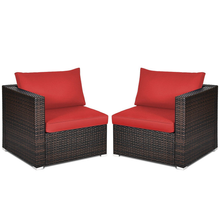 2 Piece Patio Rattan Sectional Conversation Sofa Set