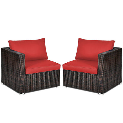 2 Piece Patio Rattan Sectional Conversation Sofa Set