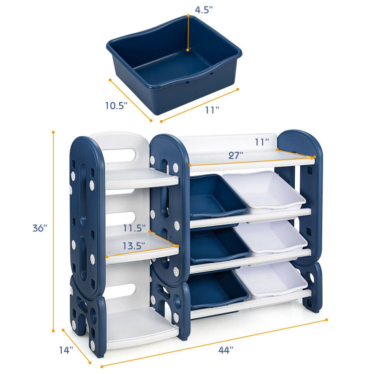 Kids Toy Storage Organizer with Bins and Multi-Layer Shelf for Bedroom Playroom