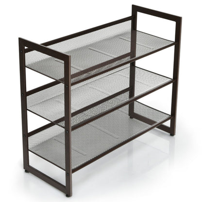 Flat and Slant Metal Shoe Rack for Entryway