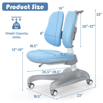 Adjustable-Height Student Chair with Sit-Brake Casters and Lumbar Support