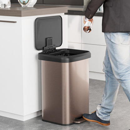 13.2 Gallon Step Trash Can with Soft Close Lid and Deodorizer Compartment