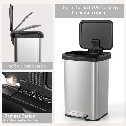 13.2 Gallon Step Trash Can with Soft Close Lid and Deodorizer Compartment