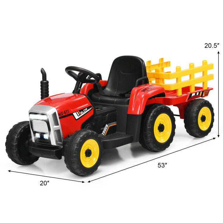 12V Ride-on Tractor with 3-Gear-Shift Ground Loader for Kids 3+ Years Old