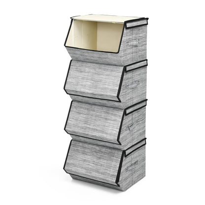 Set of 4 Storage Bins Stackable Cubes with Lid