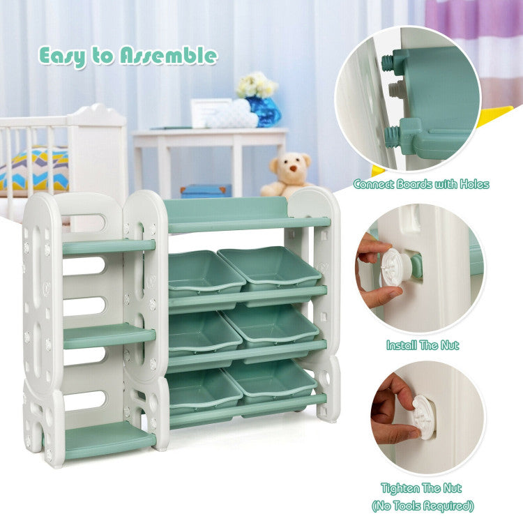 Kids Toy Storage Organizer with Bins and Multi-Layer Shelf for Bedroom Playroom