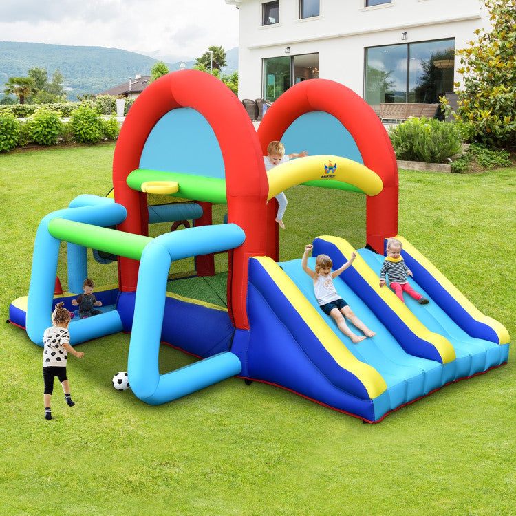 Inflatable Bounce House with Dual Slides and 480W Blower
