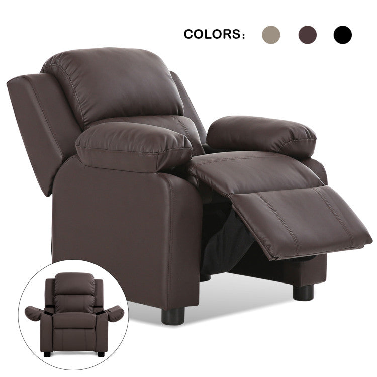 Kids Deluxe Headrest Recliner Sofa Chair with Storage Arms