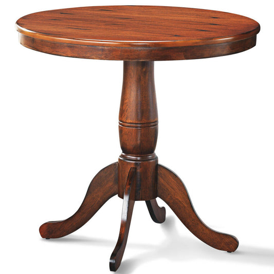 32-Inch Wooden Round Pub Pedestal Side Table