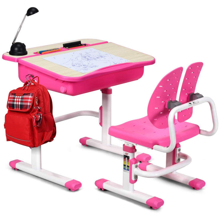 Kids Desk and Chair Set with Large Storage Space