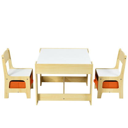 2-In-1 Desktop Kids Table Chairs Set With Storage Boxes