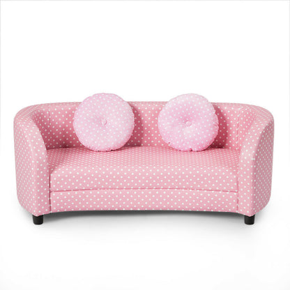 2-Seat Kid's Sofa Armrest Chair with Two Cloth Pillows