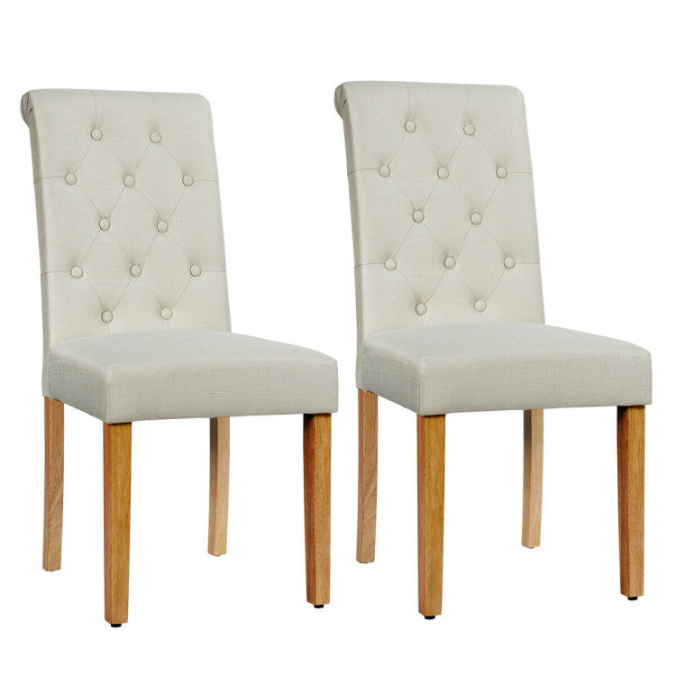 2 Piece Tufted Dining Chair Set with Adjustable Anti-Slip Foot Pads