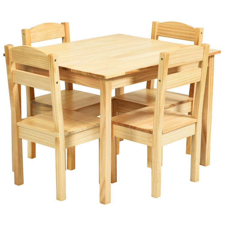 Kids 5-Piece Wooden Table and Chair Set