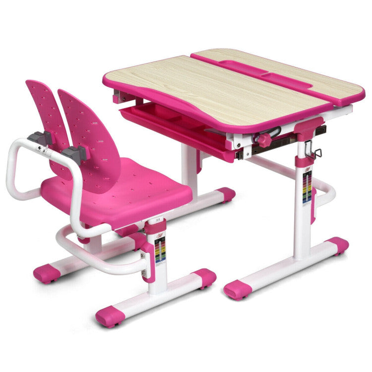 Height-Adjustable Kids Study Desk and Chair Set