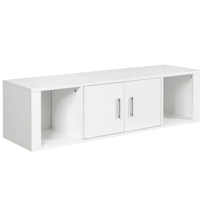 Wall Mounted Floating 2 Door Desk Hutch Storage Shelves