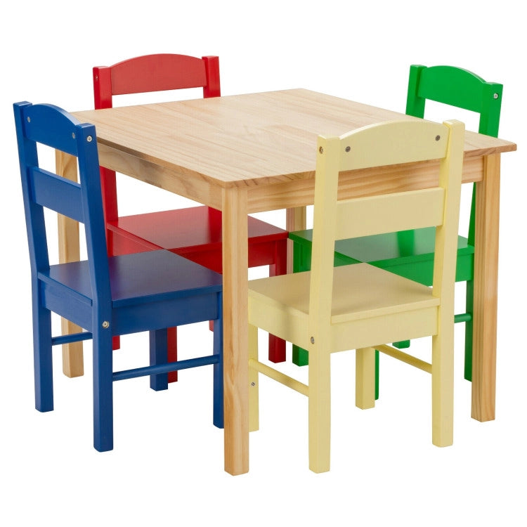 Kids 5-Piece Wooden Table and Chair Set