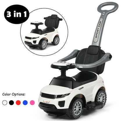 3-in-1 Ride-On Push Car Toddler Stroller with Music