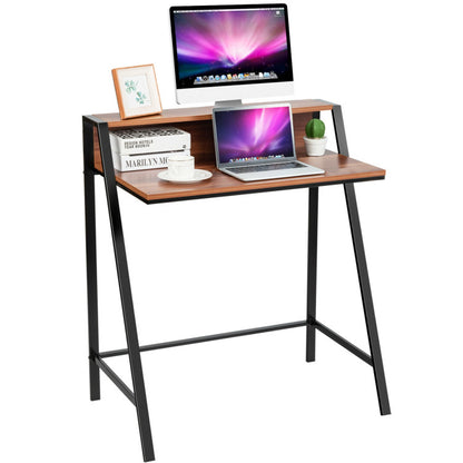 2 Tier Small Computer Desk with Sturdy Frame for Small Place