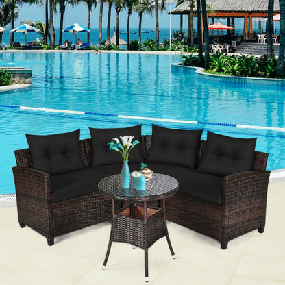 4 Piece Outdoor Cushioned Rattan Furniture Set